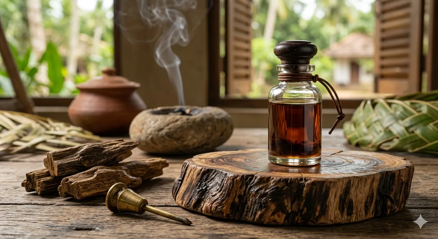 Sri Lankan agarwood oil distillation